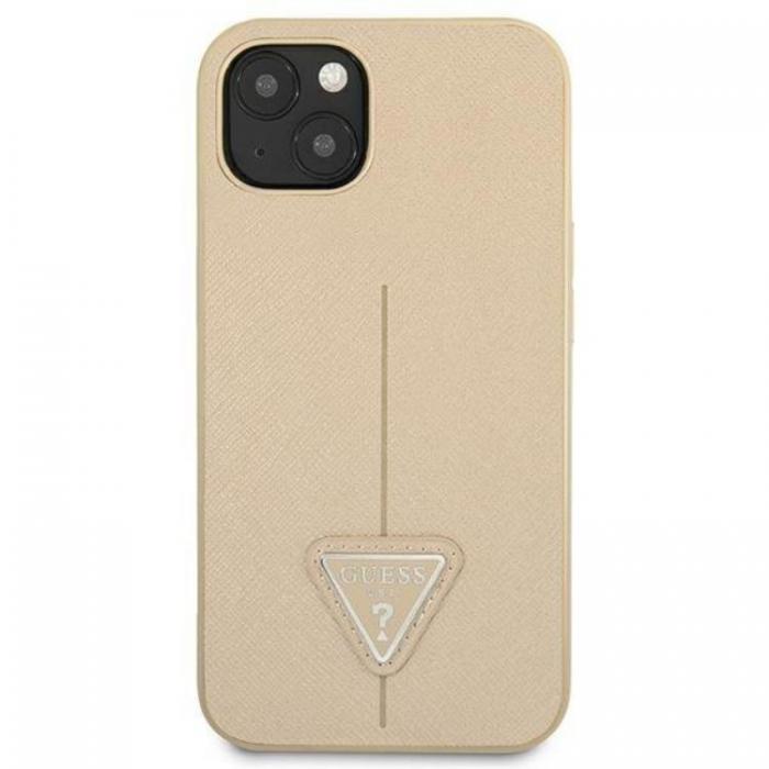 Guess - GUESS iPhone 14 Plus Skal Saffiano Triangle Logo - Beige