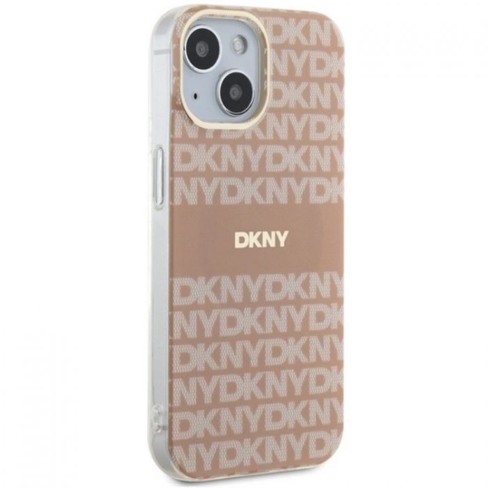 DKNY - DKNY iPhone 15/14/13 Mobilskal Magsafe IML Mono & Stripe - Rosa