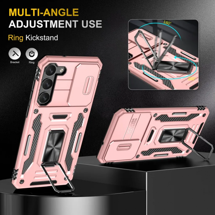 Taltech - Galaxy S24 Mobilskal Kickstand med Linskydd - Rosa