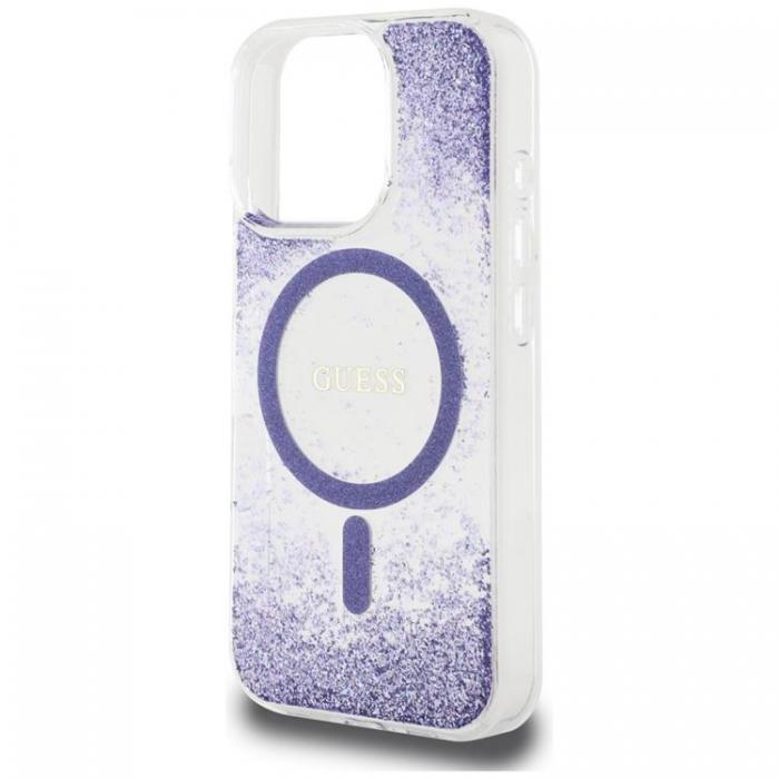 Guess - Guess iPhone 16 Pro Max Mobilskal MagSafe HC Resin Bottom Glitter - Lila