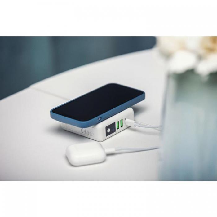 Forcell - Forcell 4in1 Vggladdare USB/USB-C och Powerbank 8000 mAh 15W - Vit