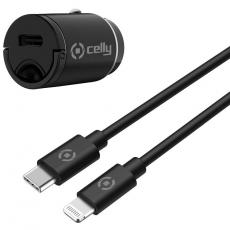 Celly - Celly Billaddare Mini USB-C Med Kabel - Svart