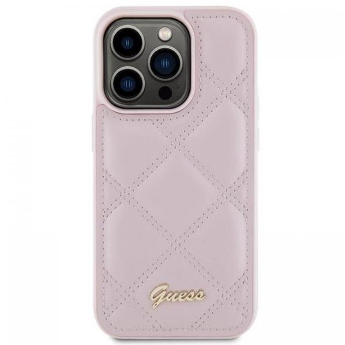 Guess - Guess iPhone 15 Pro Mobilskal Quilted Metal Logo - Rosa