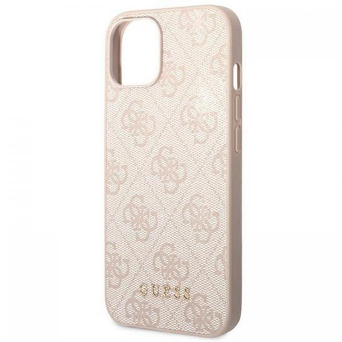 Guess - Guess iPhone 14 Plus Mobilskal Metall Gold Logo - Rosa