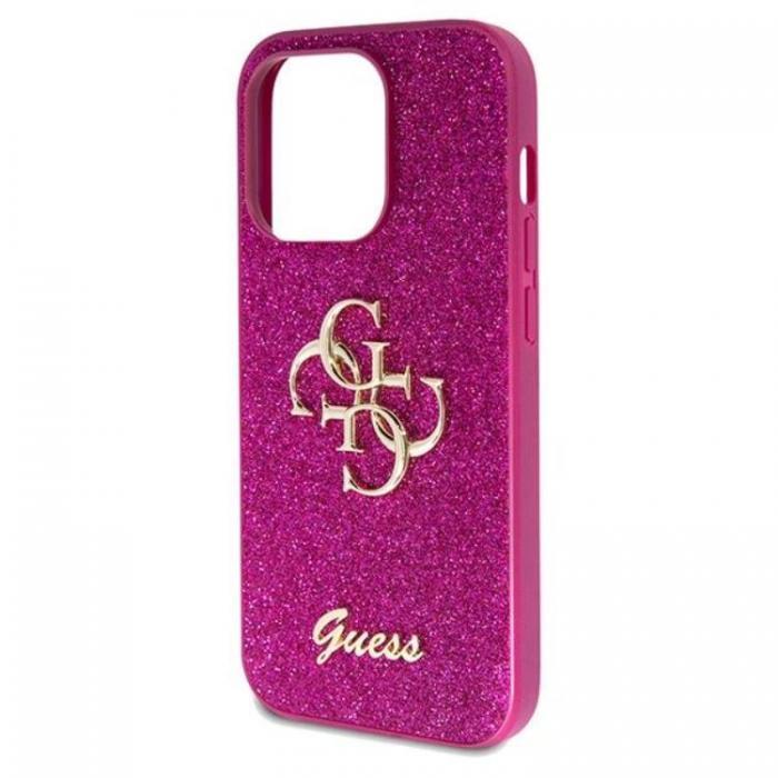 Guess - Guess iPhone 15 Pro Mobilskal Glitter Script Big - Rosa