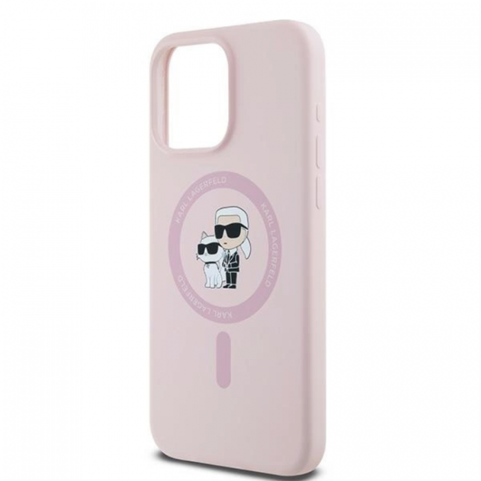 KARL LAGERFELD - Karl Lagerfeld iPhone 15 Pro Mobilskal Magsafe Silikon - Rosa