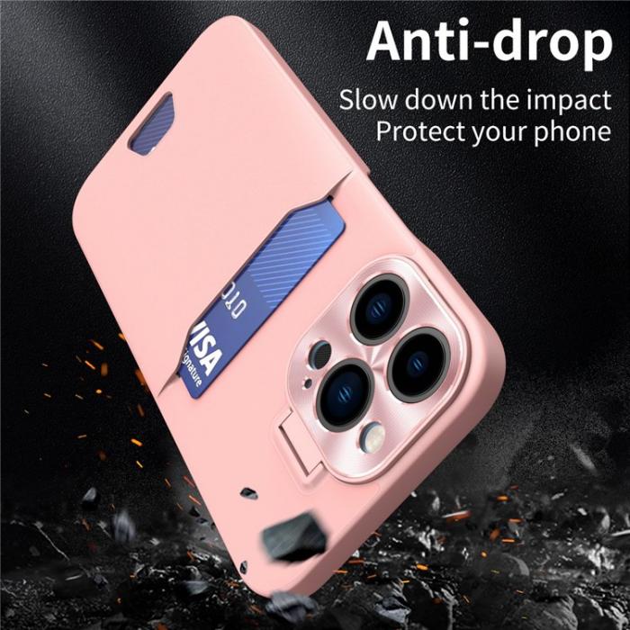 A-One Brand - iPhone 14 Pro Max Skal Korthllare Linsram Kickstand - Rosa