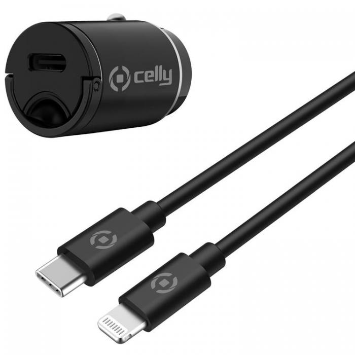 Celly - Celly Billaddare Mini USB-C Med Kabel - Svart