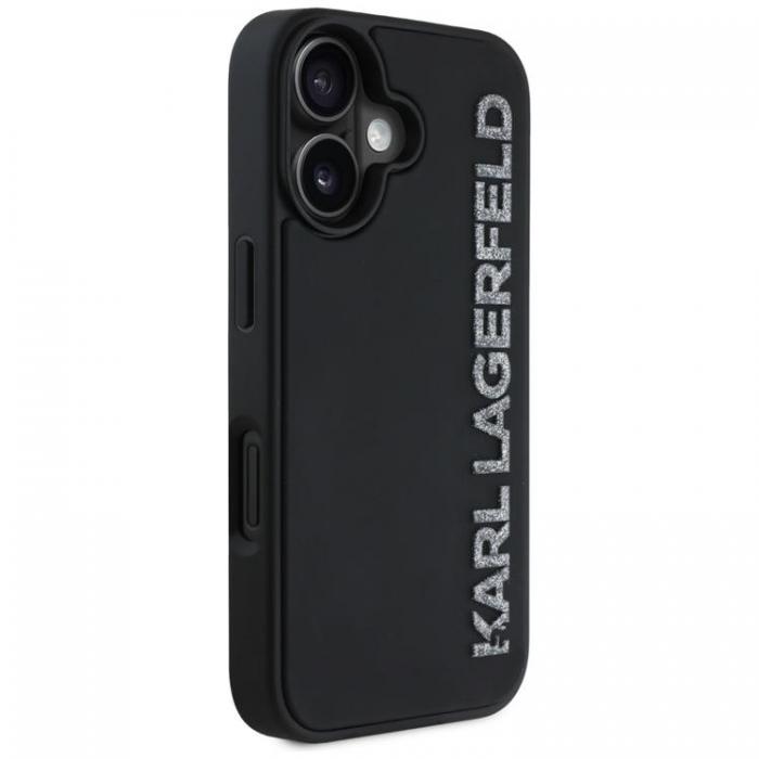 KARL LAGERFELD - Karl Lagerfeld iPhone 16 Mobilskal 3D Rubber Elongated Glitter - Svart