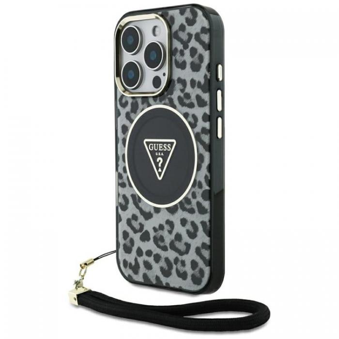 Guess - Guess iPhone 16 Pro Max Mobilskal MagSafe IML Leopard Triangle Strap