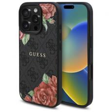 Guess - Guess iPhone 16 Pro Mobilskal MagSafe 4G Flowers Print - Svart