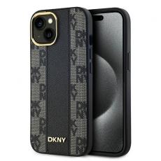 DKNY - DKNY iPhone 14/15/13 Mobilskal MagSafe Läder Checkered Mono - Svart