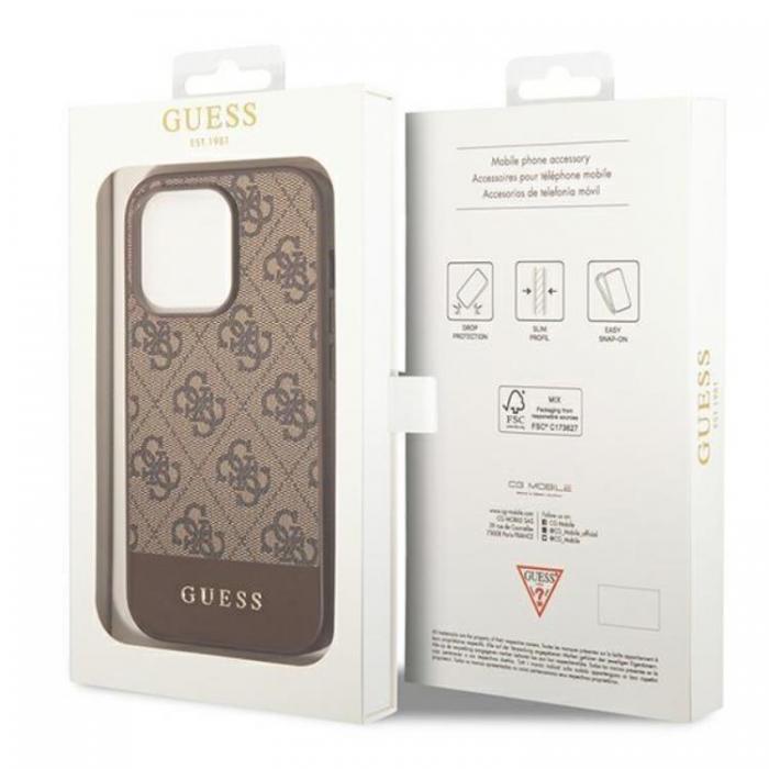 Guess - GUESS iPhone 14 Pro Skal Stripe Collection - Brun