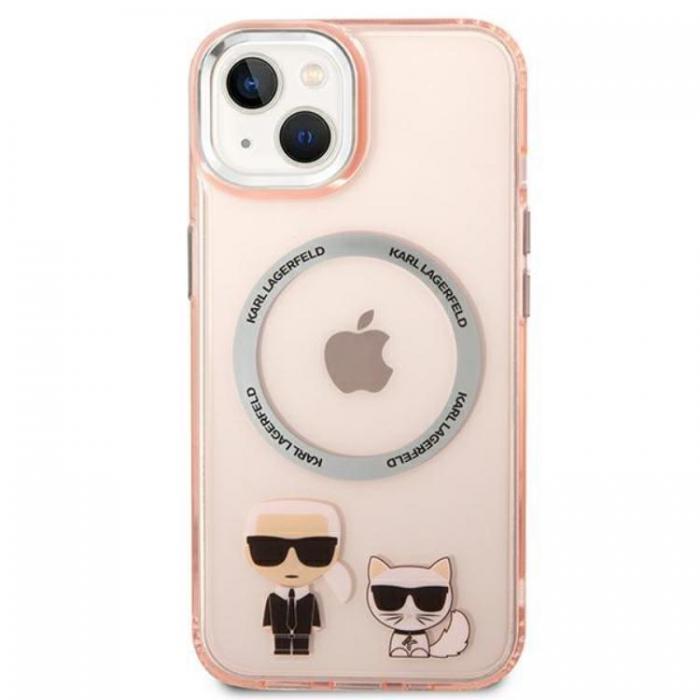 KARL LAGERFELD - Karl Lagerfeld iPhone 14 Skal Magsafe Karl & Choupette Aluminum - Rosa