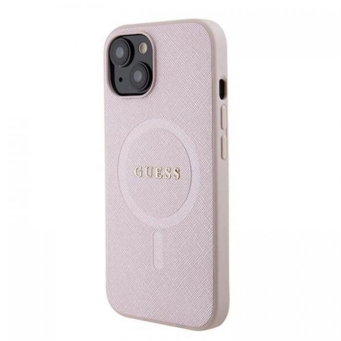 Guess - Guess iPhone 15 Mobilskal Magsafe Saffiano - Rosa