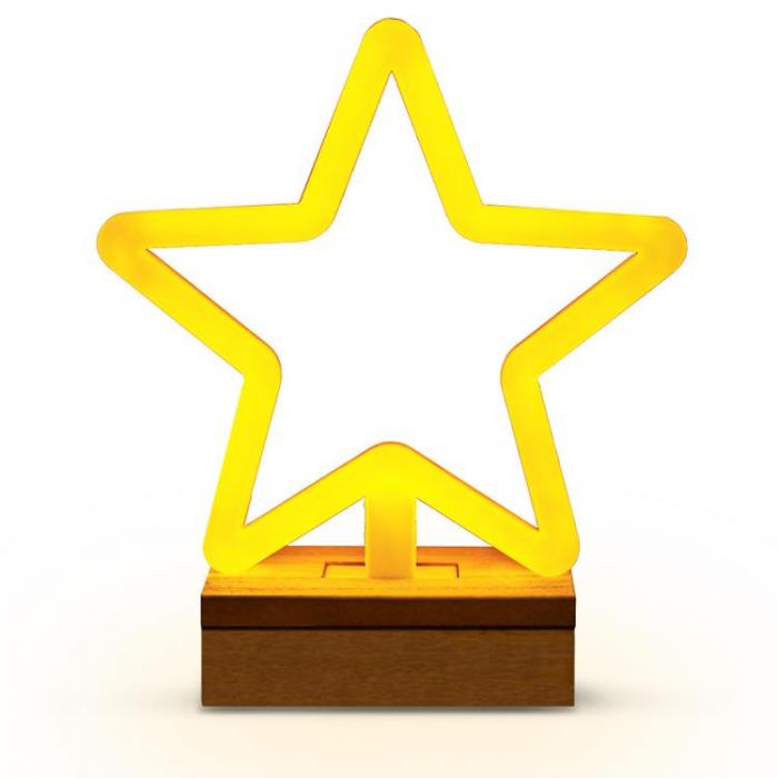 Forever Light - Forever Light LED Neon Wood Stand STAR FLNW04 - VarmVit