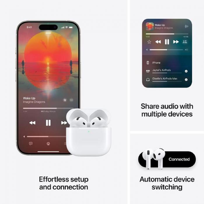 Apple - Apple AirPods 4 True Wireless Bluetooth med Laddningsskal