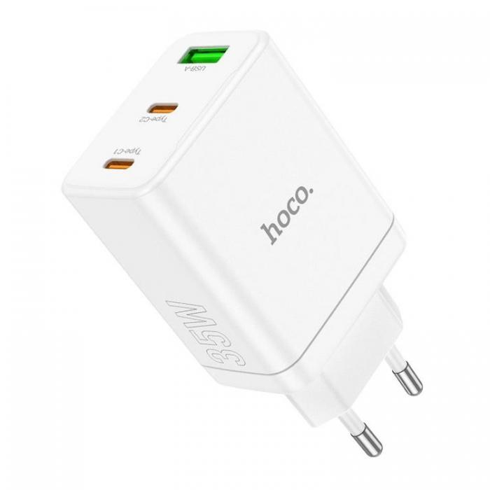 Hoco - Hoco Vggladdare 35W 2xType C + USB A N33 - Vit