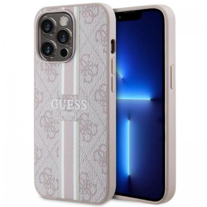 Guess - Guess iPhone 13 Pro Max Mobilskal MagSafe Printed Stripes - Rosa