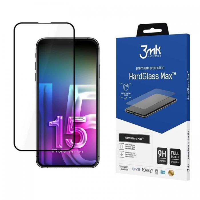 3MK - 3MK iPhone 15 Plus Hrdat Glas Skrmskydd Max - Svart