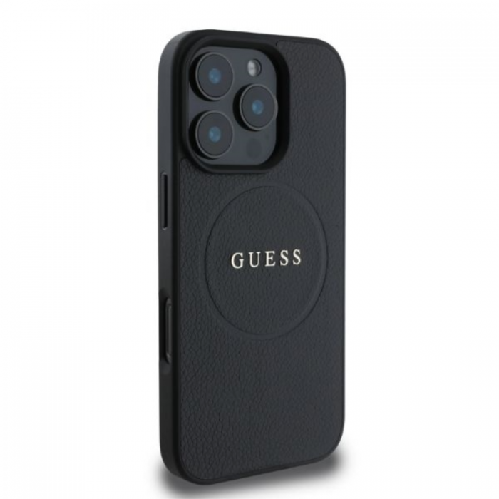 Guess - Guess iPhone 16 Pro Mobilskal Magsafe Grained Ring - Svart