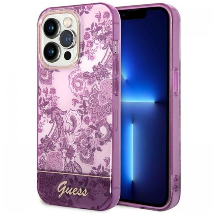 Guess - GUESS iPhone 14 Pro Skal Porcelain Collection - Fuschia