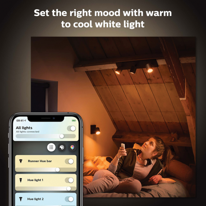 Philips - Philips Hue Runner White Ambiance 3 spot 1200 lm - Svart