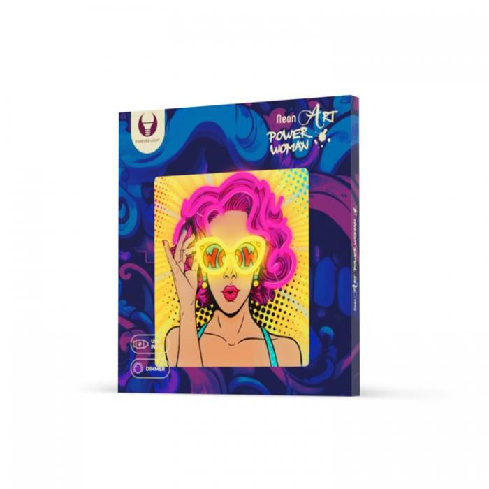 Forever Light - Forever Light Neon ART LED POWER WOMAN FLA02 - Gul/Lila