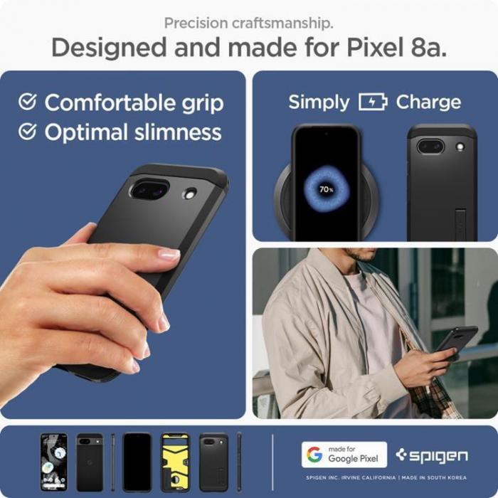 Spigen - Spigen Google Pixel 8A Mobilskal Tough Armor - Svart