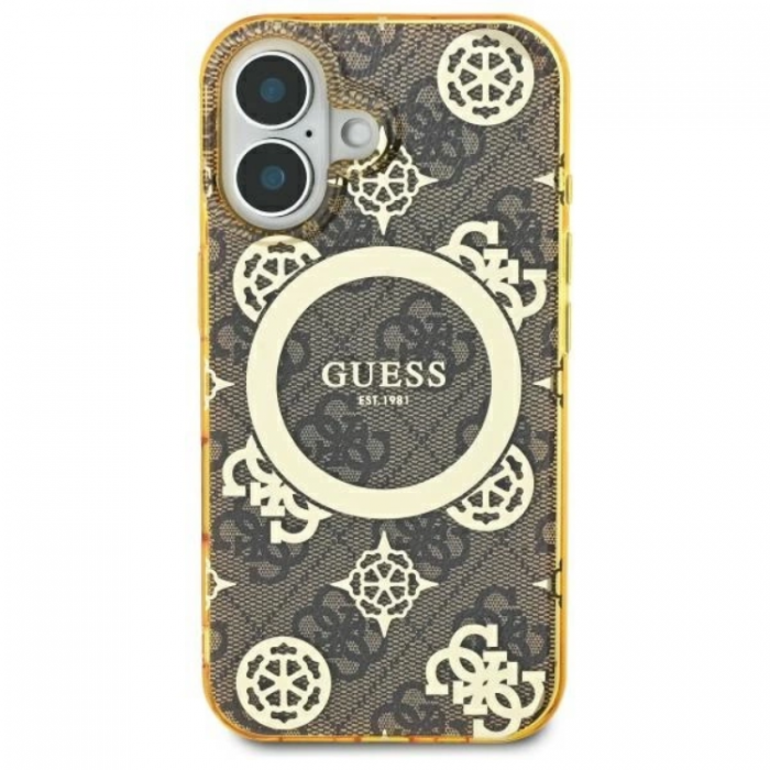 Guess - Guess iPhone 16 Mobilskal MagSafe IML Peony On 4G Background