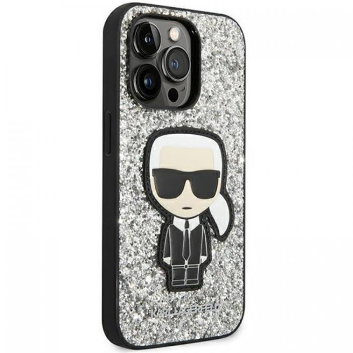 KARL LAGERFELD - Karl Lagerfeld iPhone 14 Pro Skal Glitter Flakes Ikonik - Silver