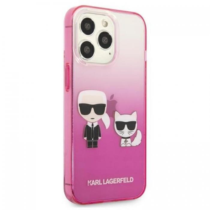 KARL LAGERFELD - Karl Lagerfeld iPhone 13 Pro Skal Gradient Ikonik Karl & Choupette - Rosa