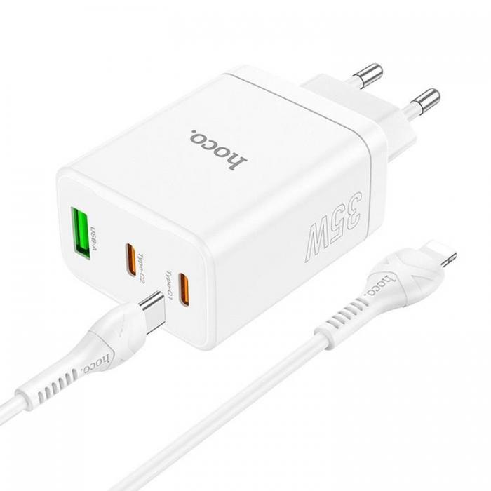 Hoco - Hoco Vggladdare 35W 2xType C - USB A med Typ-C to Lightning Kabel 1m