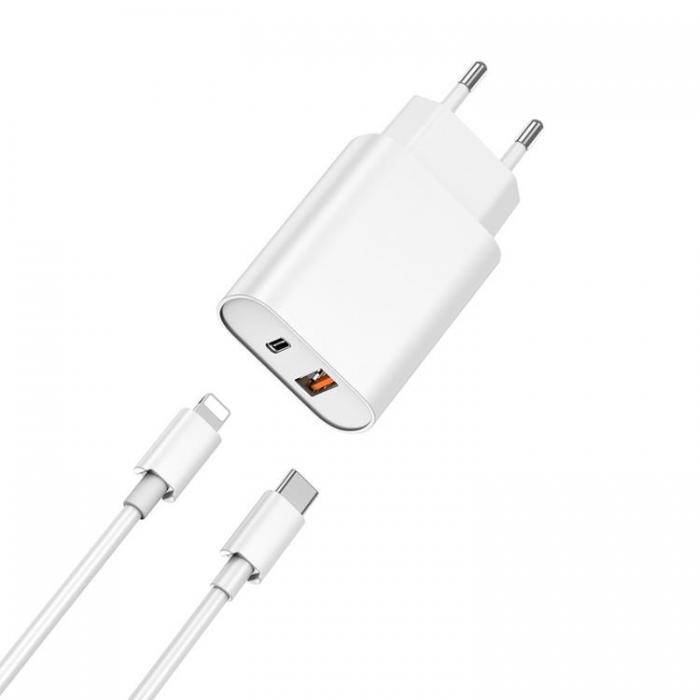 WIWU - WIWU Snabbladdare USB/USB-C 20W USB-C/Lightning Kabel PD QC