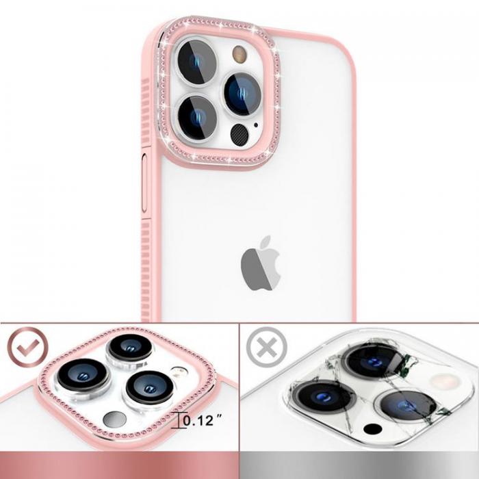 Kingxbar - Kingxbar iPhone 13 Pro Skal Sparkles med Crystals - Rosa