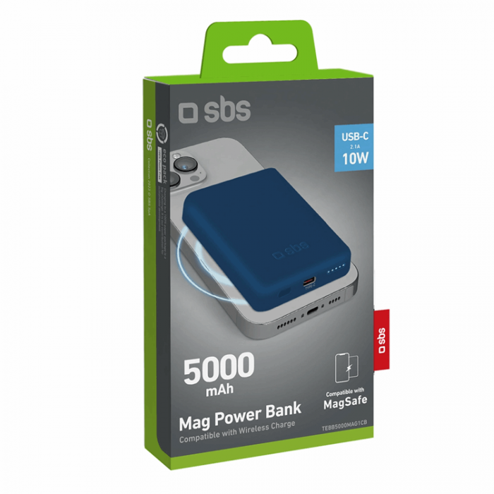 SBS - SBS MagSafe Trdls Power Bank 5000 mAh USB-C - Bl