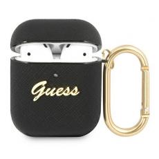 Guess - Guess Saffiano Script Metal Collection Skal AirPods - Svart