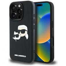 KARL LAGERFELD - Karl Lagerfeld iPhone 16 Pro Mobilskal 3D Rubber Double Heads - Svart