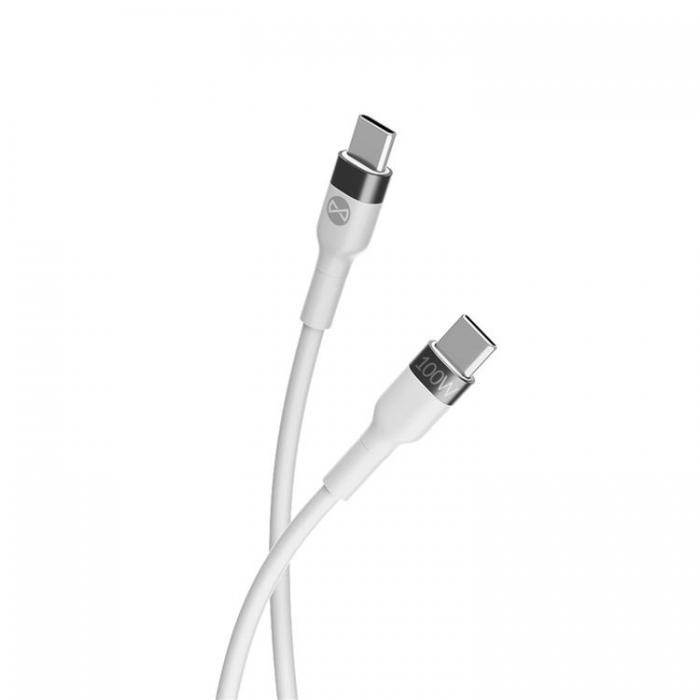 Forever - Forever USB-C Till USB-C Kabel 100W 2m Flexible - Vit