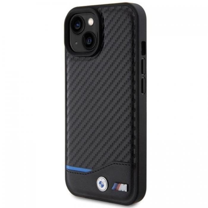 Guess - BMW iPhone 15 Mobilskal Lder Carbon - Svart