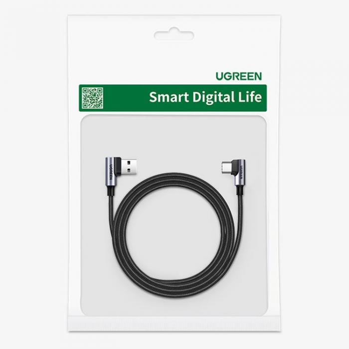 Ugreen - Ugreen 90 Angled USB-C till USB-A kabel 3m - Svart