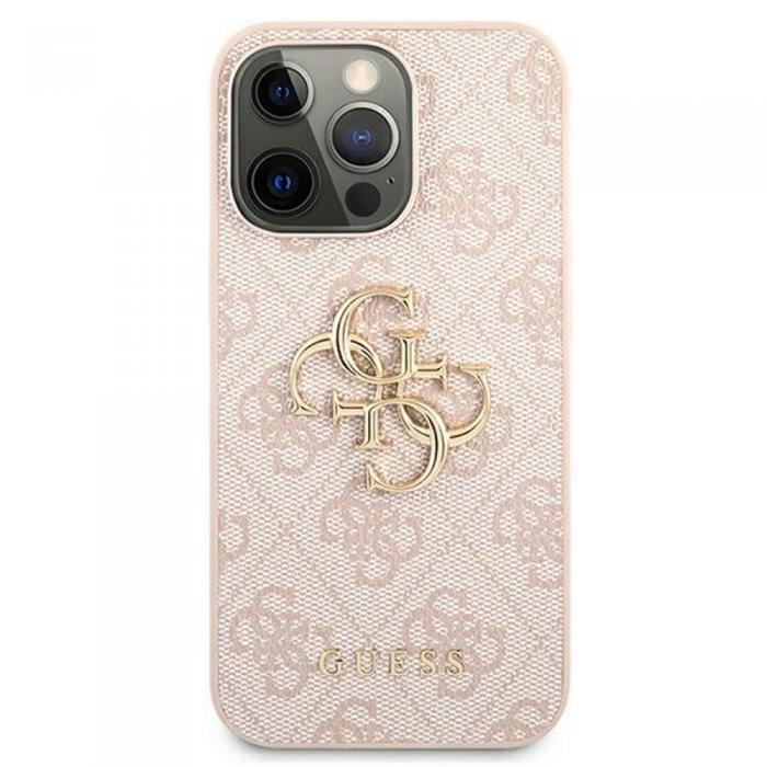 Guess - Guess iPhone 13 Pro / 13 Rosa Hrt Skal Metall-Logo