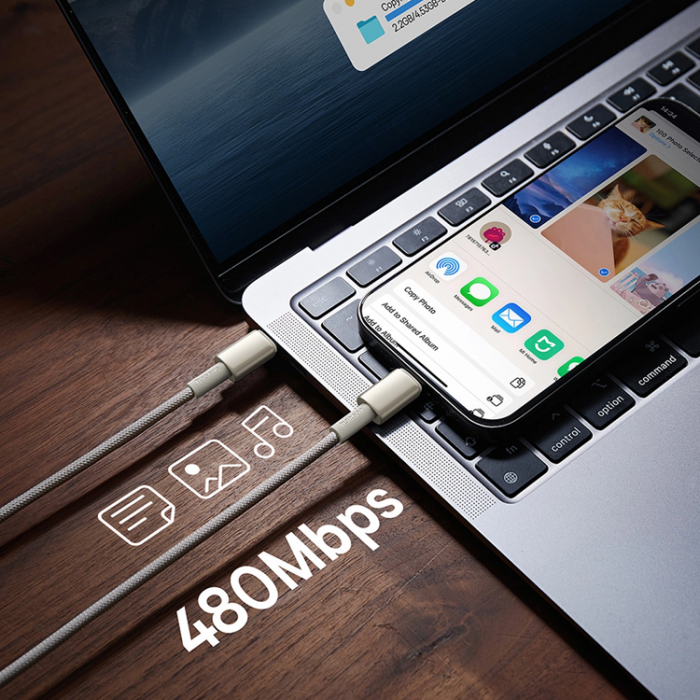 BASEUS - Baseus USB-C till USB-C kabel 100W 1m Tungsten Gold - Guld