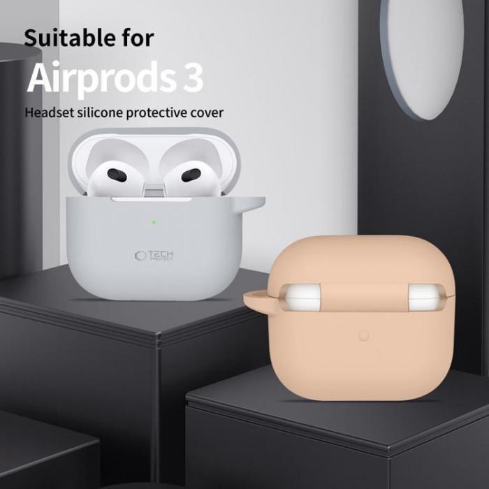 Tech-Protect - Tech-Protect Apple Airpods 3 Skal Silikon Hook - Olivgrn