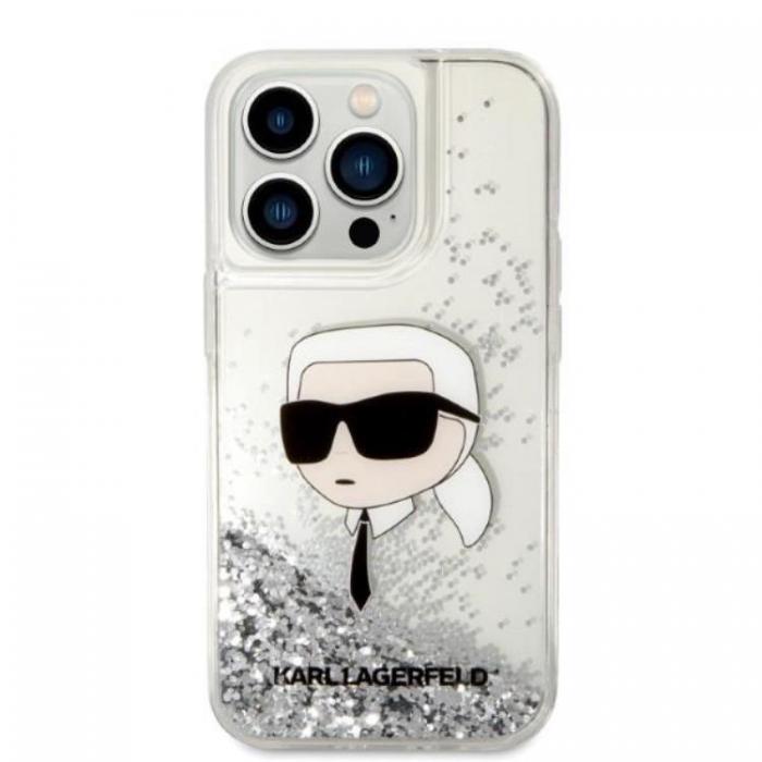 KARL LAGERFELD - Karl Lagerfeld iPhone 14 Pro Skal Glitter Karl Head - Silver