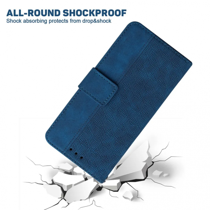 Taltech - iPhone 15 Pro Plnboksfodral Geometriskt med Rem - Bl