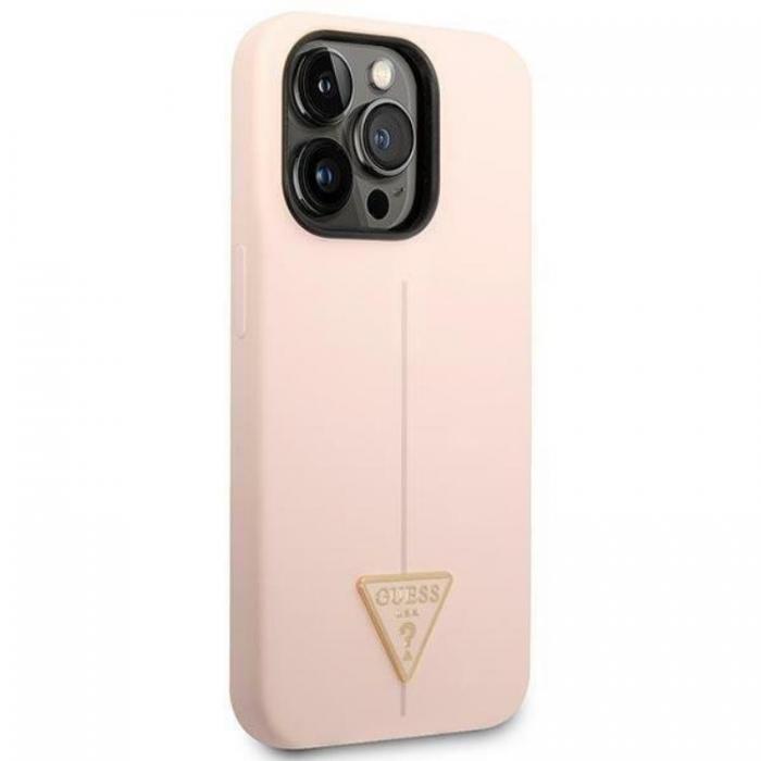 Guess - GUESS iPhone 14 Pro Skal Silicone Triangle - Rosa