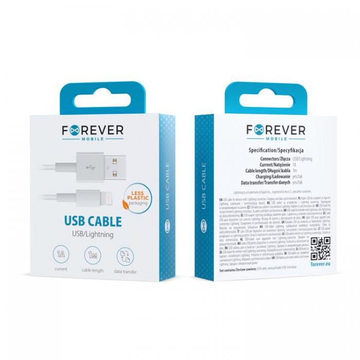 Forever - Forever USB-A till Lightning kabel 1m 1A - Vit