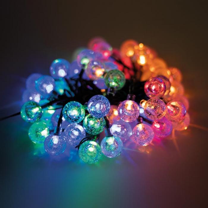 Forever Light - Forever String Light Solar LED Crystal Balls SCB61 6.5m 30 balls - Flerfrgad