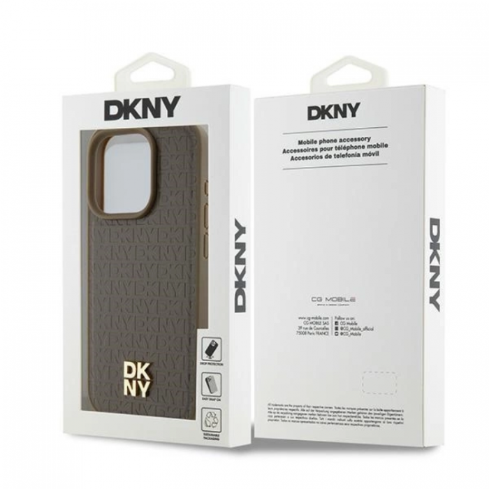 DKNY - DKNY iPhone 15 Pro Mobilskal Magsafe Lder Pattern Metal Logo